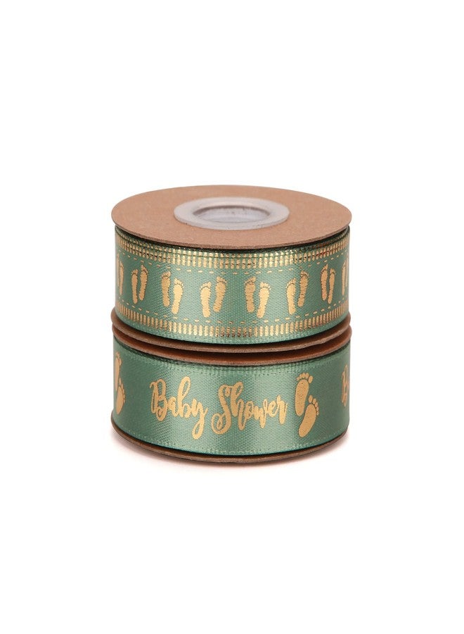 Meseey 20 Yards Baby Ribbon Foot Print Sage Green Ribbons for Crafts Cake Baby Shower Birthday,Gift Wrapping, Party Decoration (sage Green) - Image 2